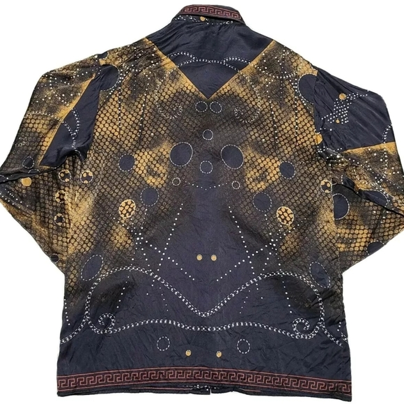 Genelli Men's Silk Shirt Abstract Gaudy - Picture 2 of 3